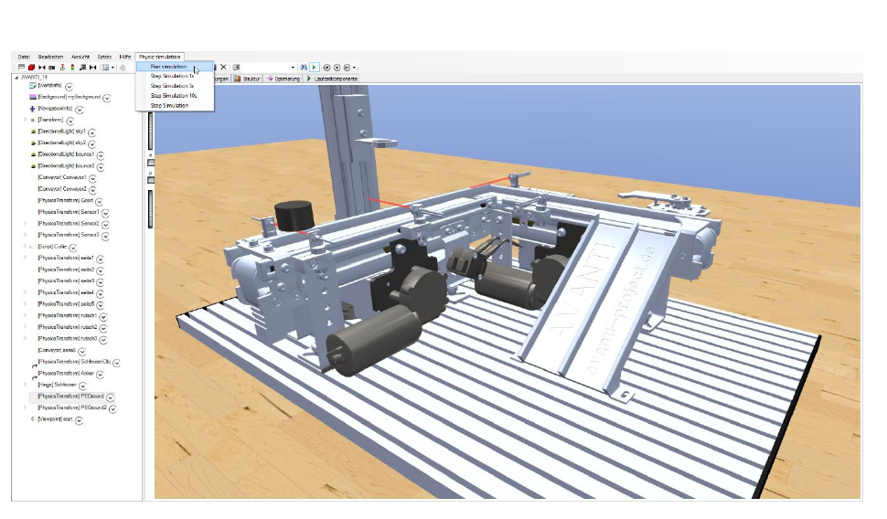 Figure 6: Material handling system use-case visualized in taraVRControl