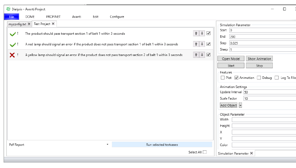 Figure 8: User interface for the test system, running on the material handling system demonstrator of the AVANTI project