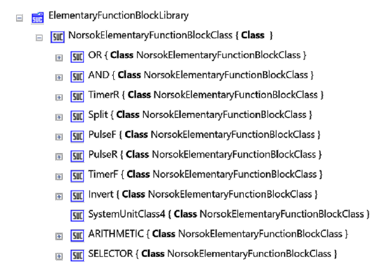 Fig. 5: AutomationML model of the elementary function block library